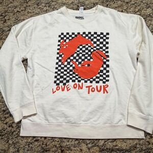 Harry Styles Love On Tour 2021 Rabbit Checkerboard Sweatshirt Cream Medium